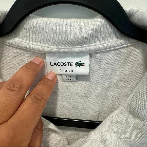 Lacoste Men's Short Sleeve Alligator Polo Shirt 100% Cotton Gray Size  XL - Picture 3 of 7